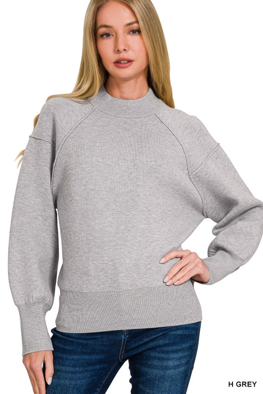 Viscose Mock Neck  Sweater