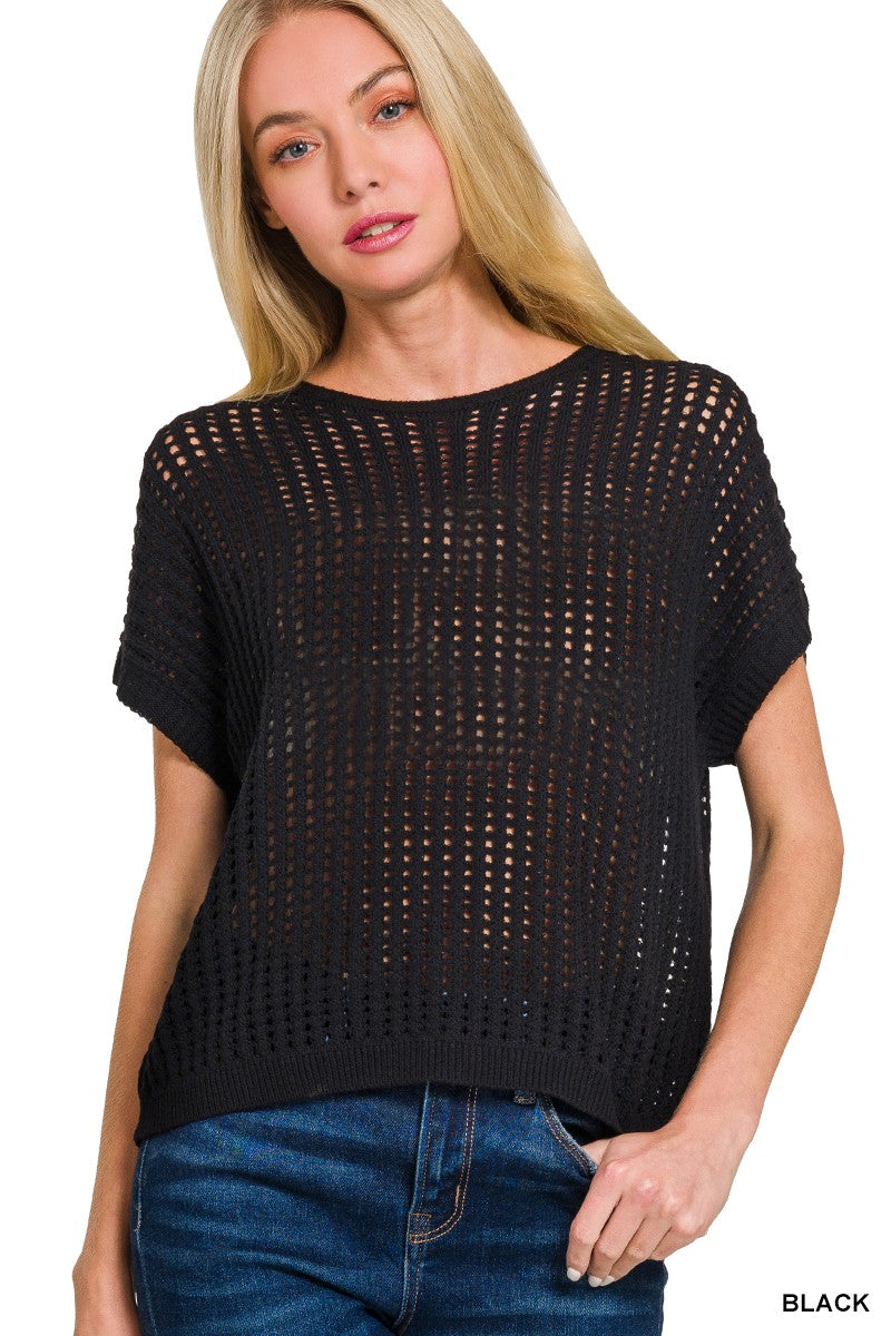 Crochet Sheer Knit Sweater