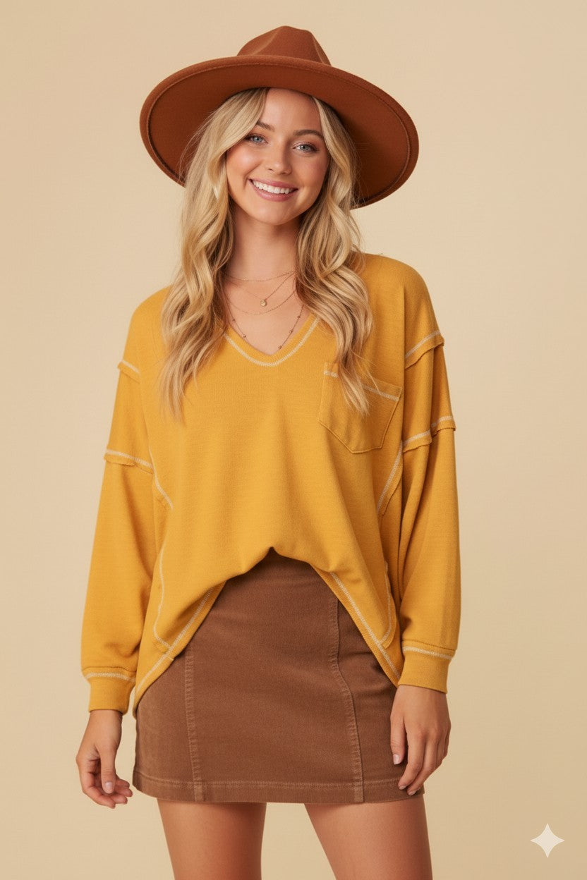 DOORBUSTER: Thermal High Low V-neck Oversized Top