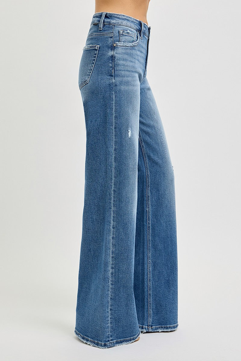 Risen Tummy Control High Rise Wide Jeans