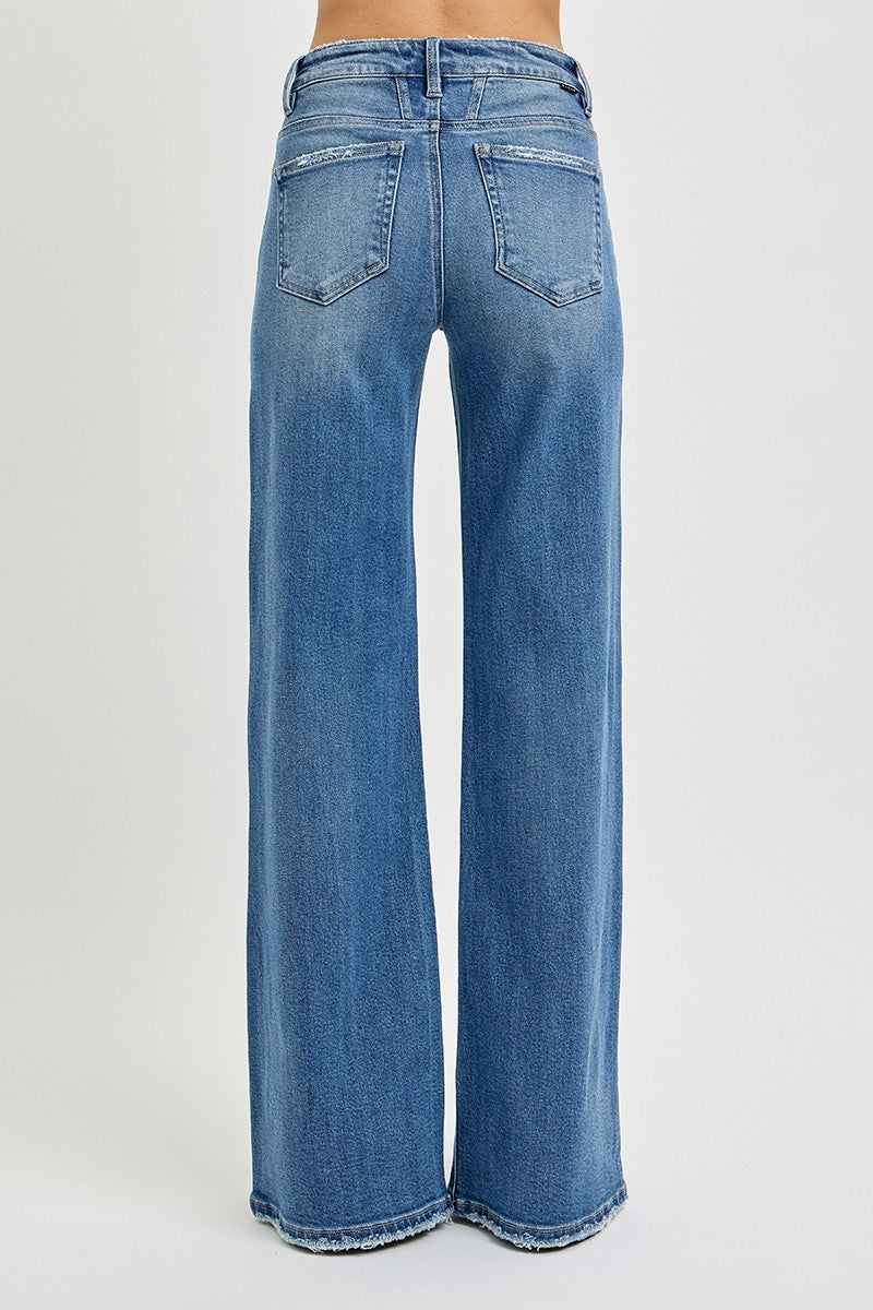 Risen Tummy Control High Rise Wide Jeans