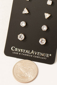 5 Pair Stud Earring Set