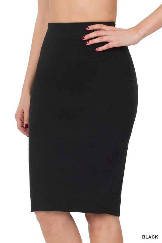 Premium Cotton Basic Knee Skirt