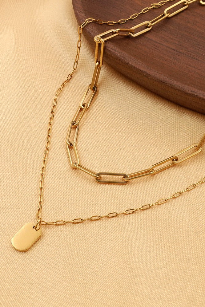 18K Gold Layered Link Charm Necklace