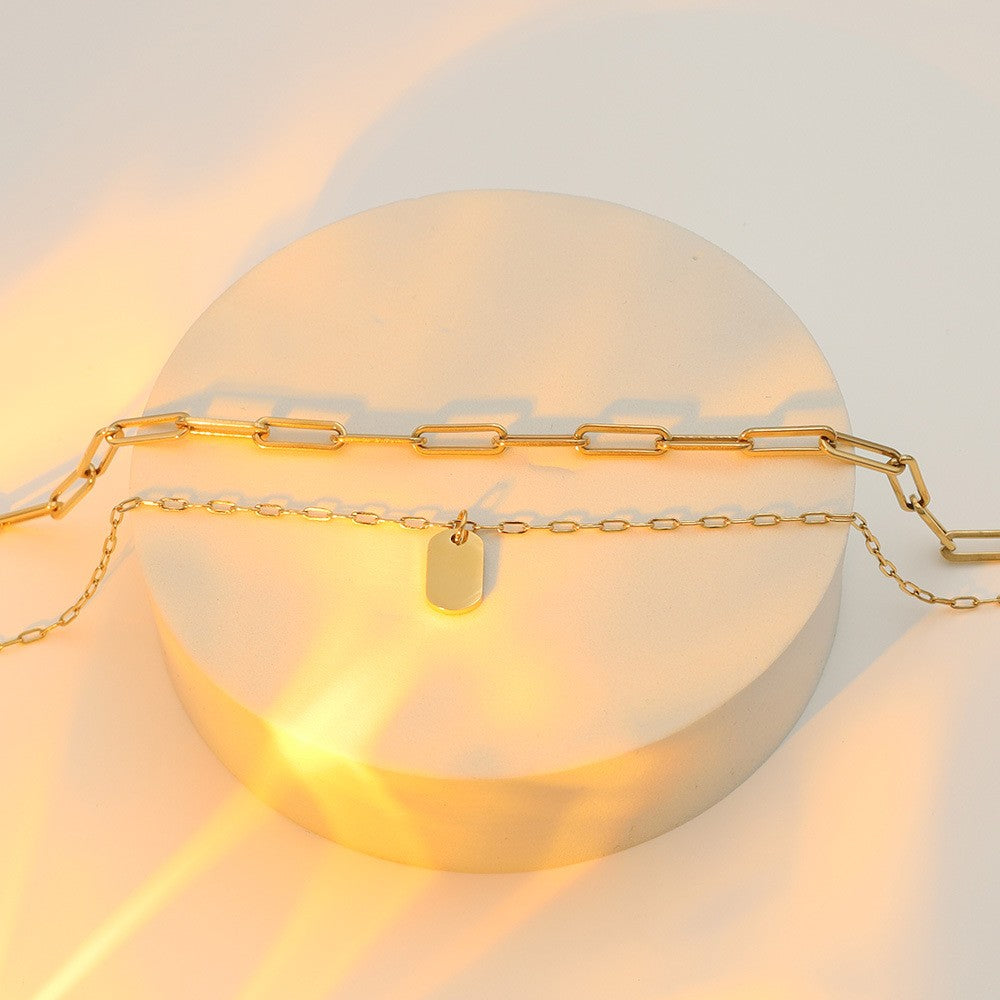 18K Gold Layered Link Charm Necklace