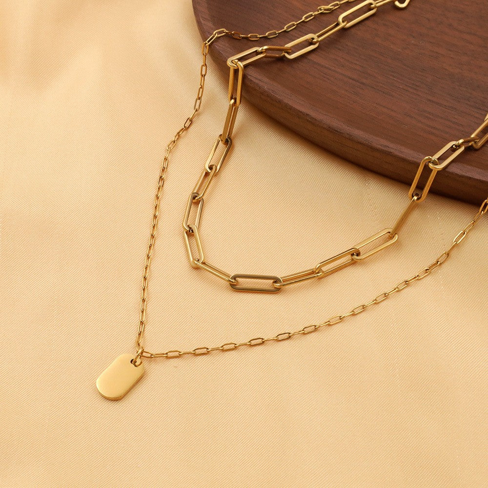 18K Gold Layered Link Charm Necklace