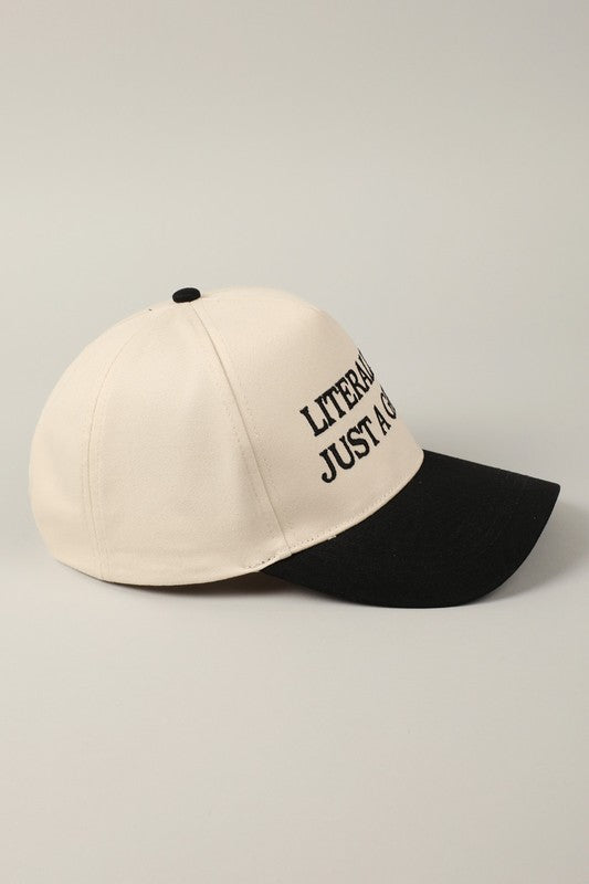 Literally Just A Girl Embroidery Two Tone Hat