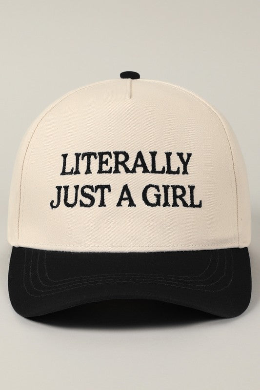Literally Just A Girl Embroidery Two Tone Hat