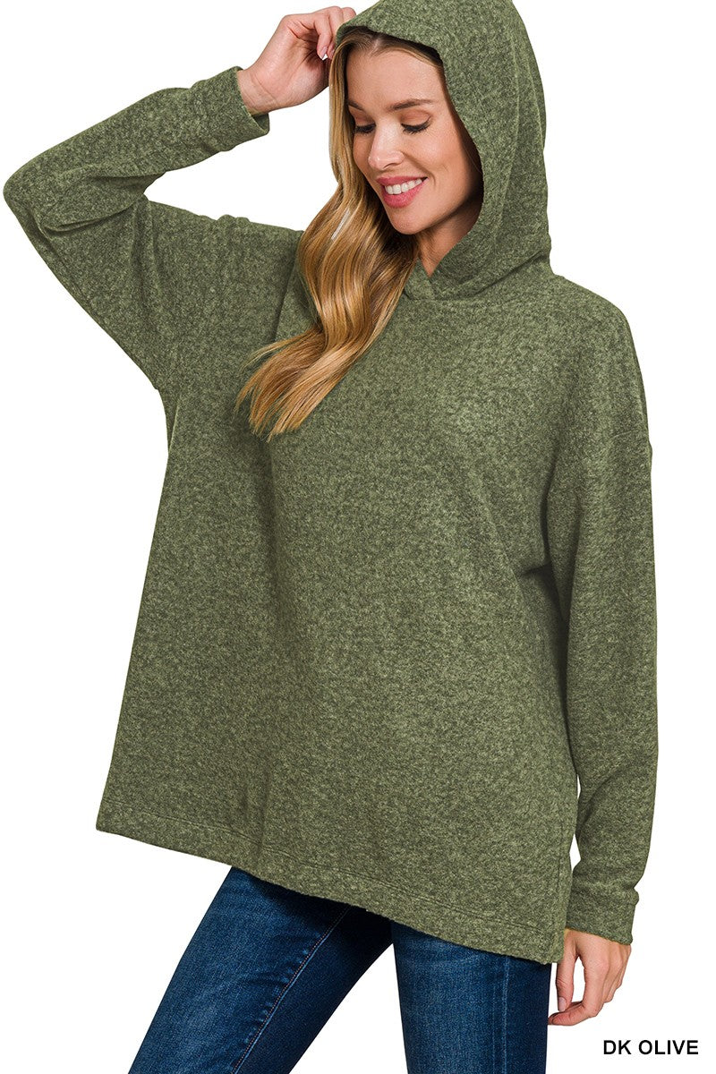 Hooded Brushed Melange Hacci Sweater