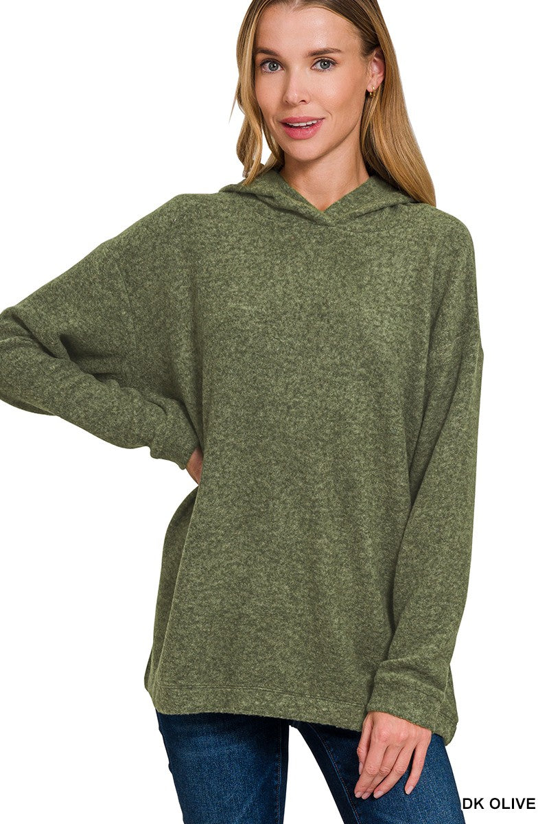 Hooded Brushed Melange Hacci Sweater