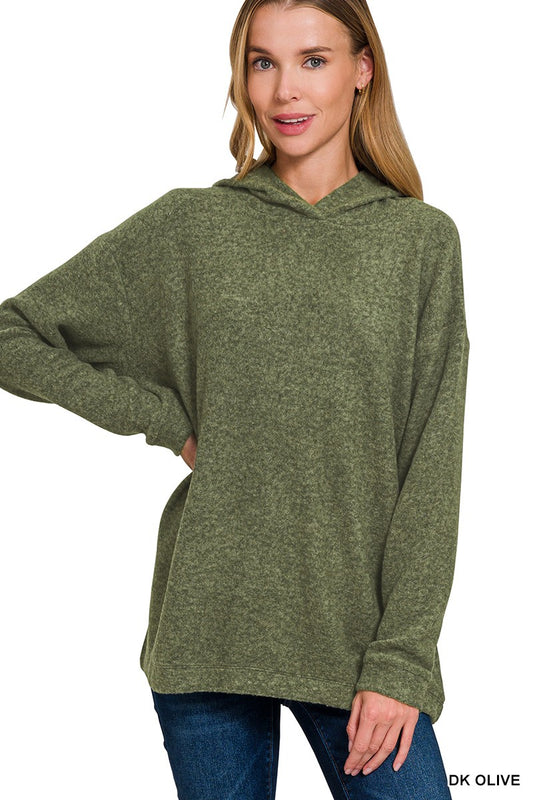 Hooded Brushed Melange Hacci Sweater