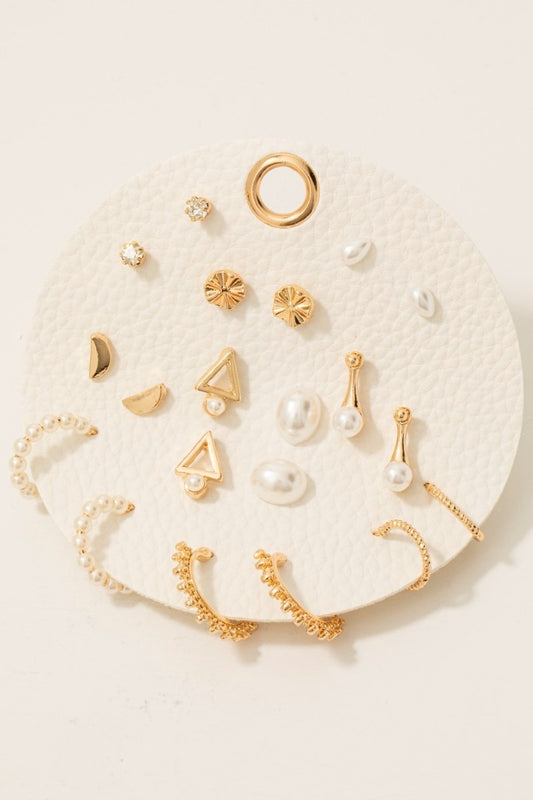 Assorted Pearl Flower Earrings Set