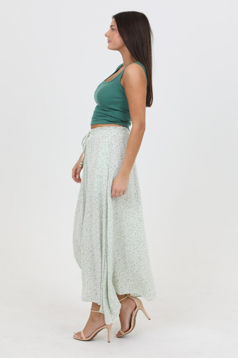Smocked Waist Slit Maxi Skirt