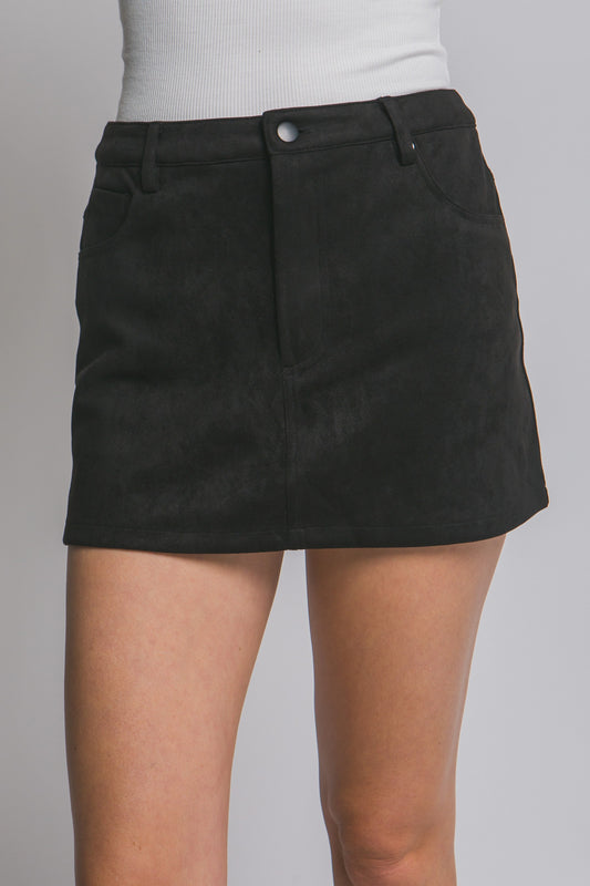 Low Waist Suede Skirt