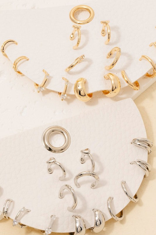 7pc Mixed Heart And Hoop Earrings Set