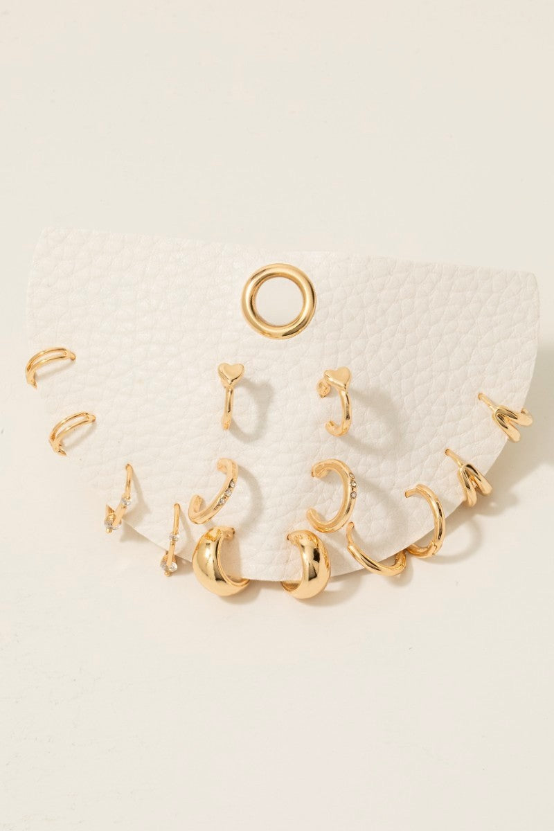 7pc Mixed Heart And Hoop Earrings Set