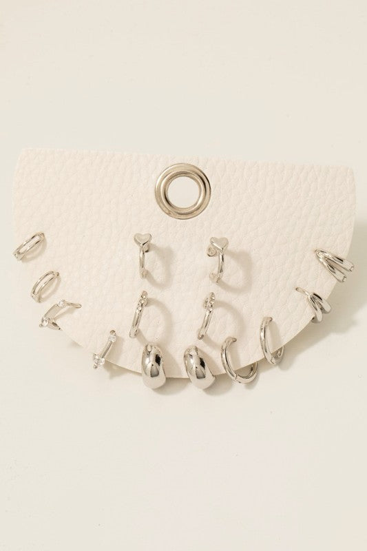7pc Mixed Heart And Hoop Earrings Set
