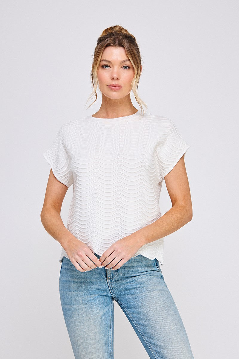 Scallop Knit Relaxed Sweater