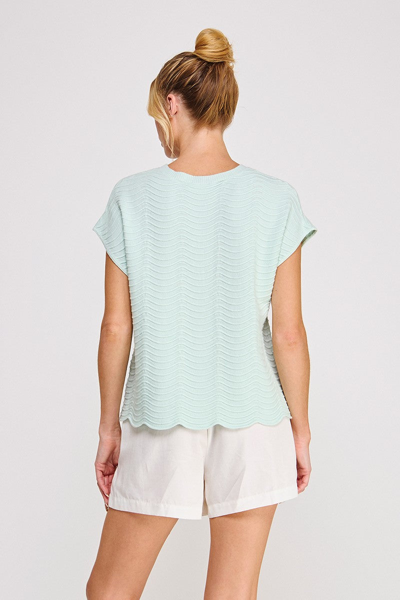 Scallop Knit Relaxed Sweater