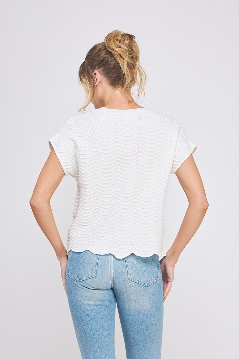 Scallop Knit Relaxed Sweater