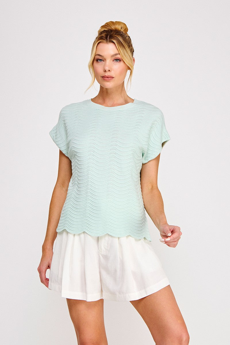 Scallop Knit Relaxed Sweater