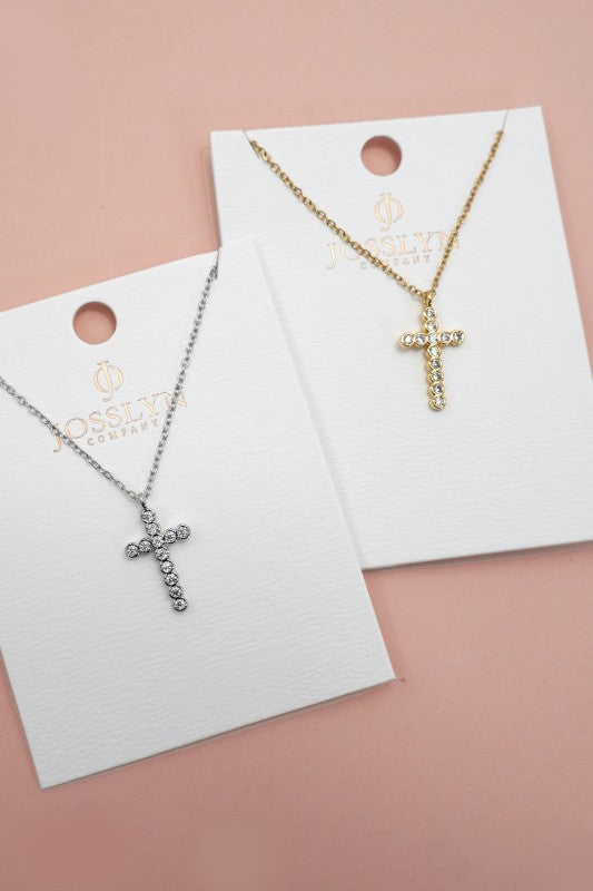 18k Stainless Steel Tarnish Free Cross Necklace-2 Colors!