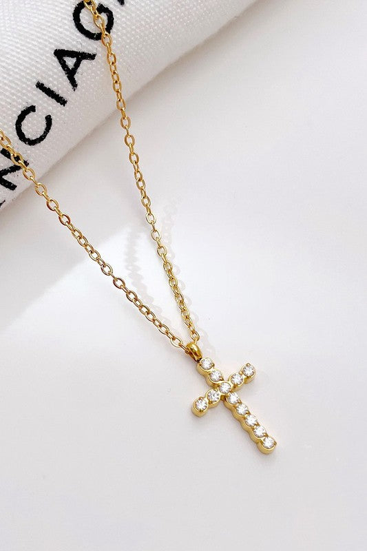 18k Stainless Steel Tarnish Free Cross Necklace-2 Colors!