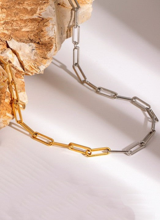 Two Tone 18K Gold Link Necklace
