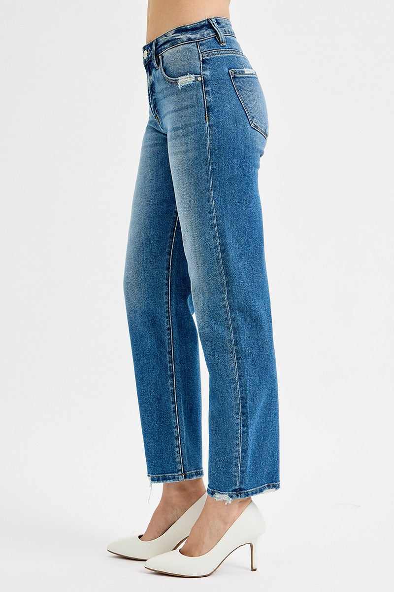 Risen Tummy Control High Rise Slim Barrel Jeans