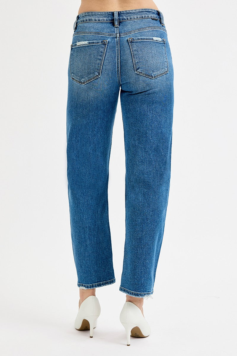 Risen Tummy Control High Rise Slim Barrel Jeans