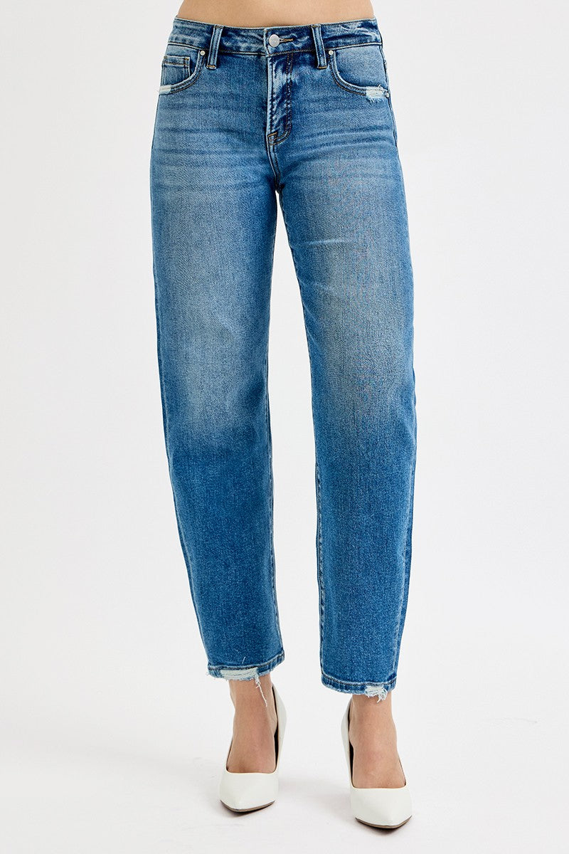 Risen Tummy Control High Rise Slim Barrel Jeans