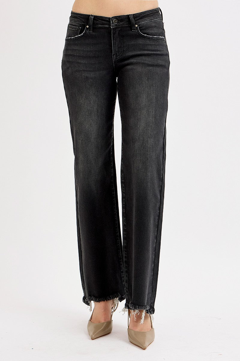 Risen Low Rise Wide Leg Jeans