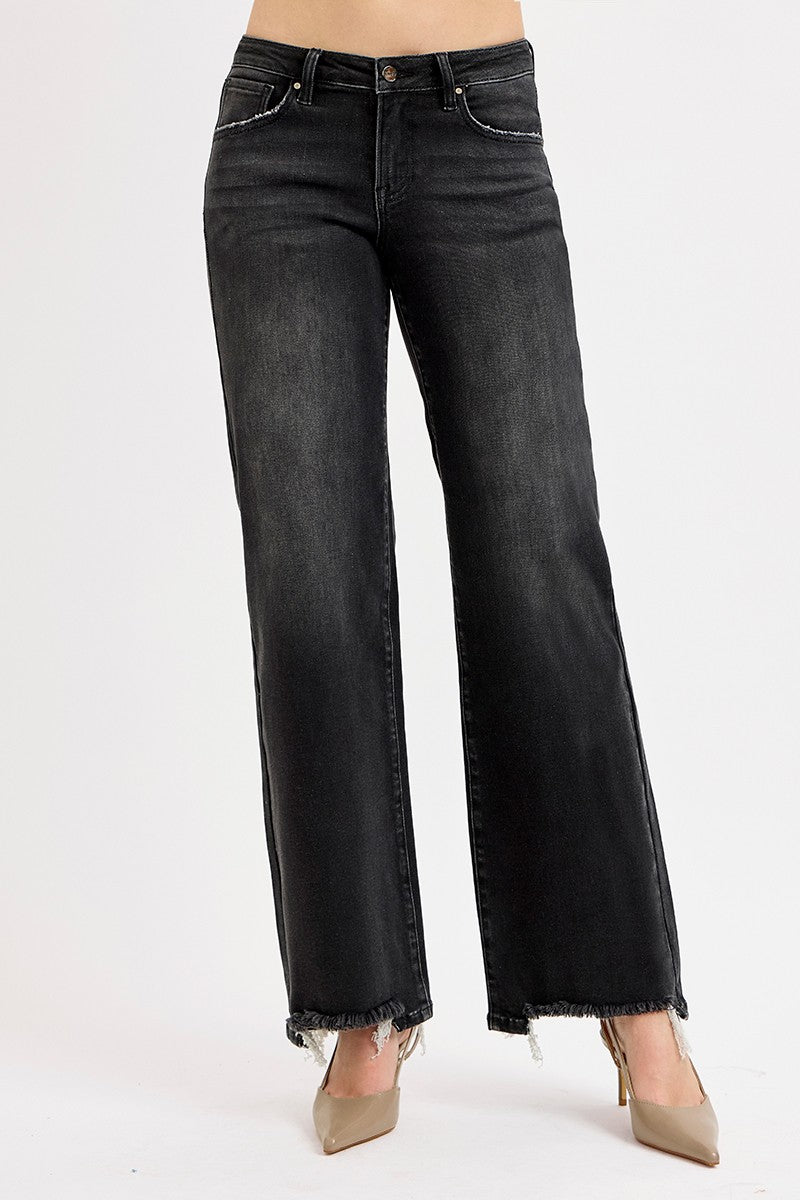 Risen Low Rise Wide Leg Jeans