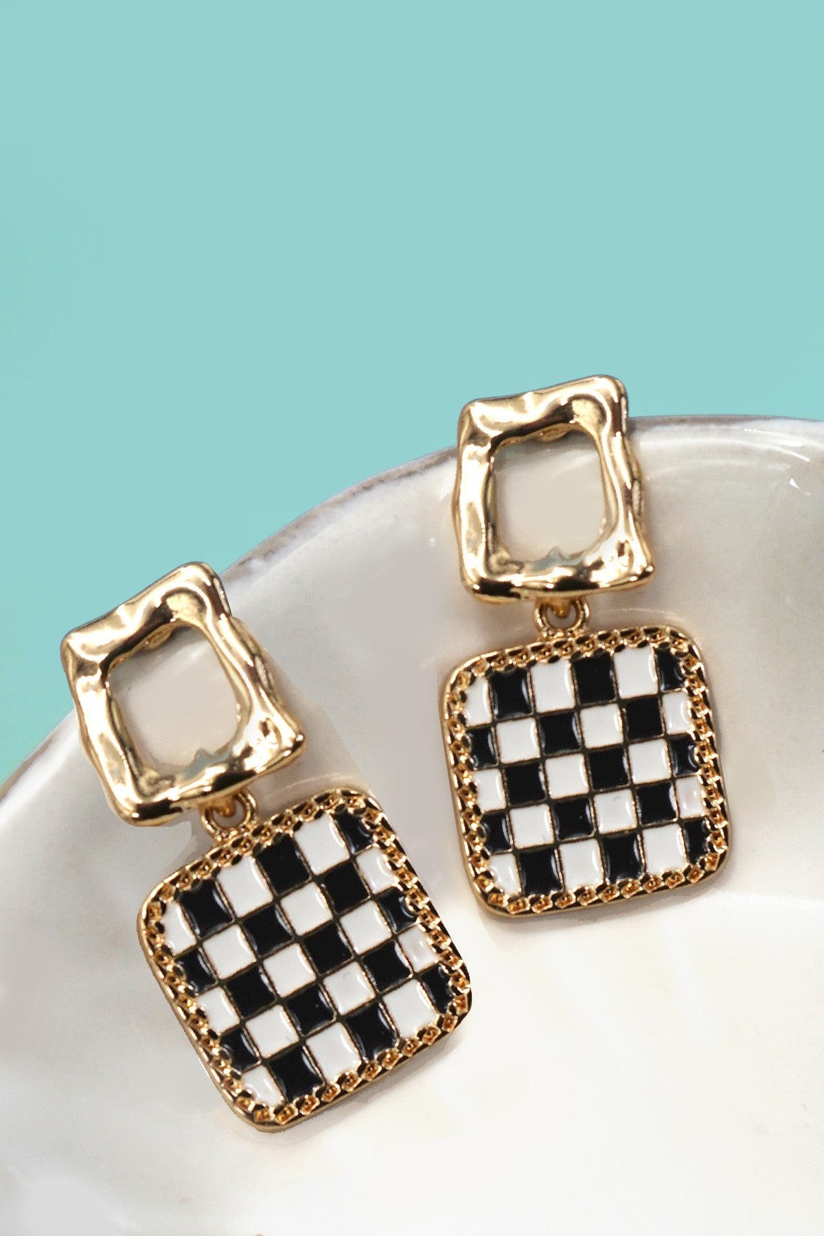 Hypoallergenic Checkered Earring