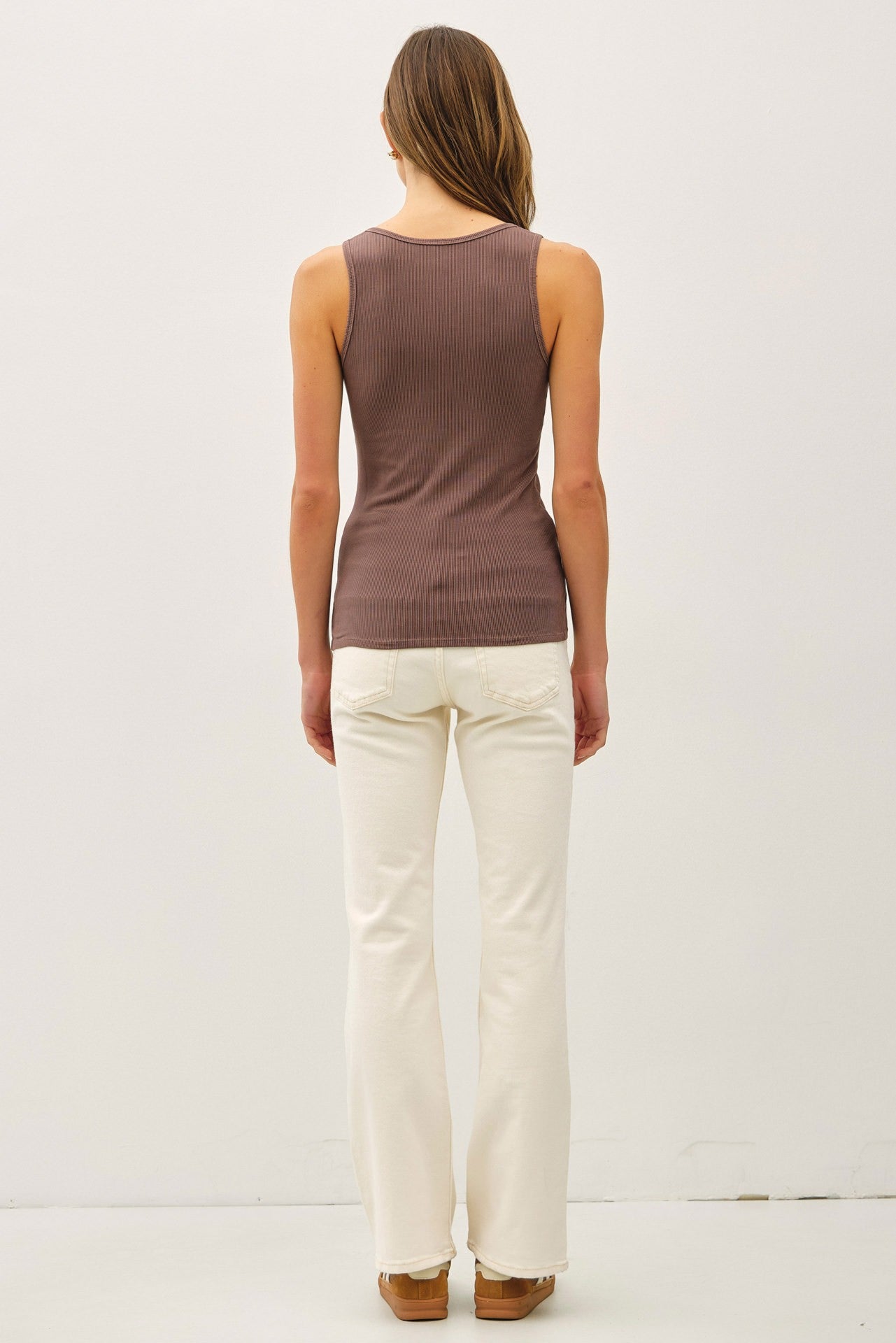 Coco Ribbed Notch Neck Tank Top