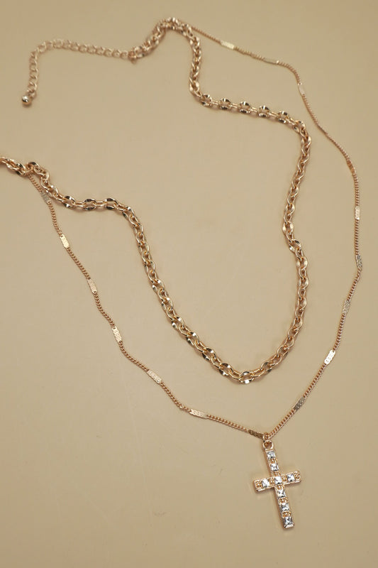 Double Layer Rhinestone Chain Necklace