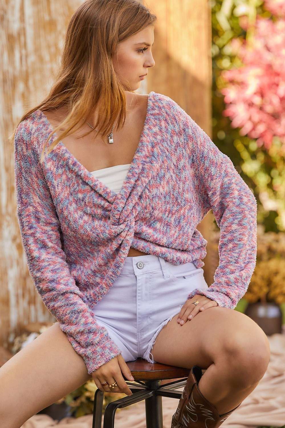 Amore Twist Multi Color Sweater.