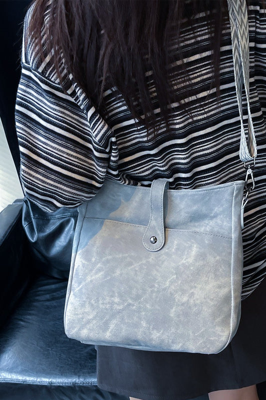 Distressed Faux Leather Crossbody Bag