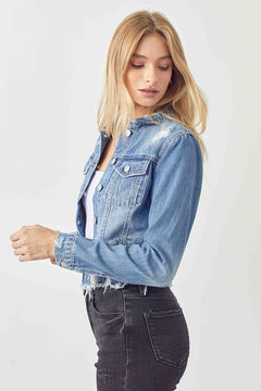 Retro Rebel Shirring Sleeve Crop Jacket