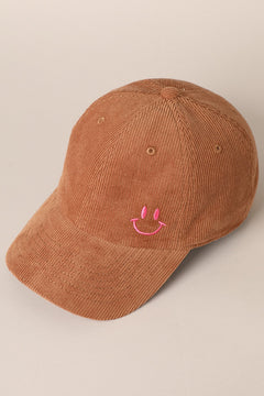 Smile Corduroy Baseball Hats- 4 Colors!.