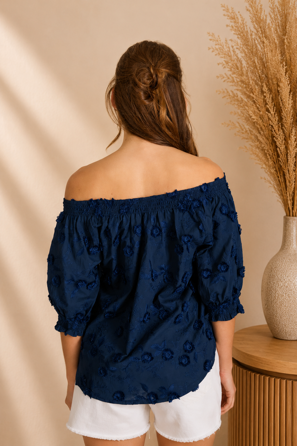 3D Floral Off Shoulder Blouse