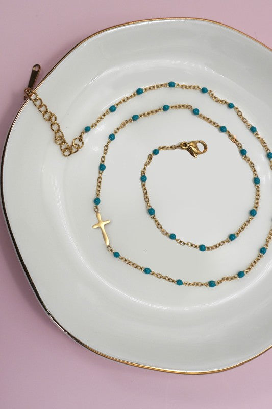 18k Stainless Steel Tarnish Free Cross Necklace-3 Colors!