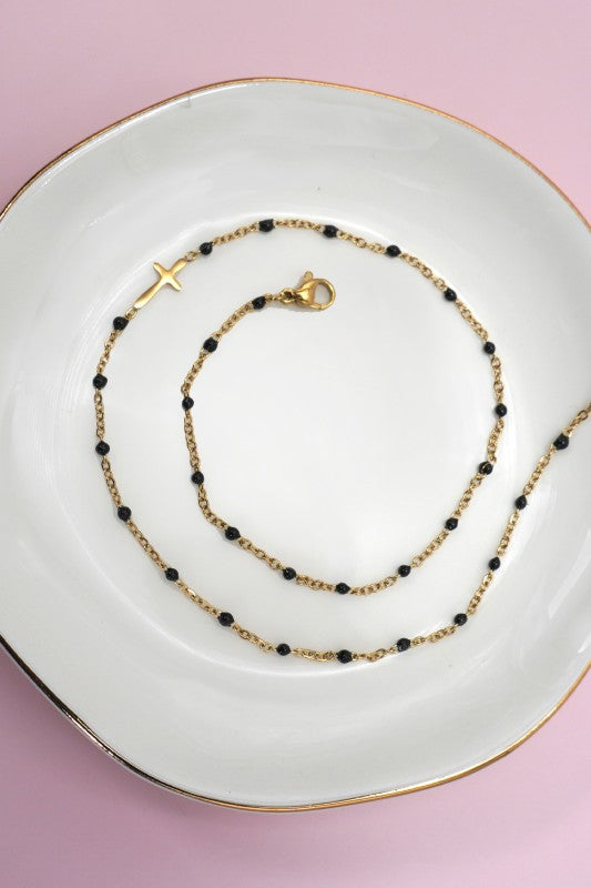 18k Stainless Steel Tarnish Free Cross Necklace-3 Colors!