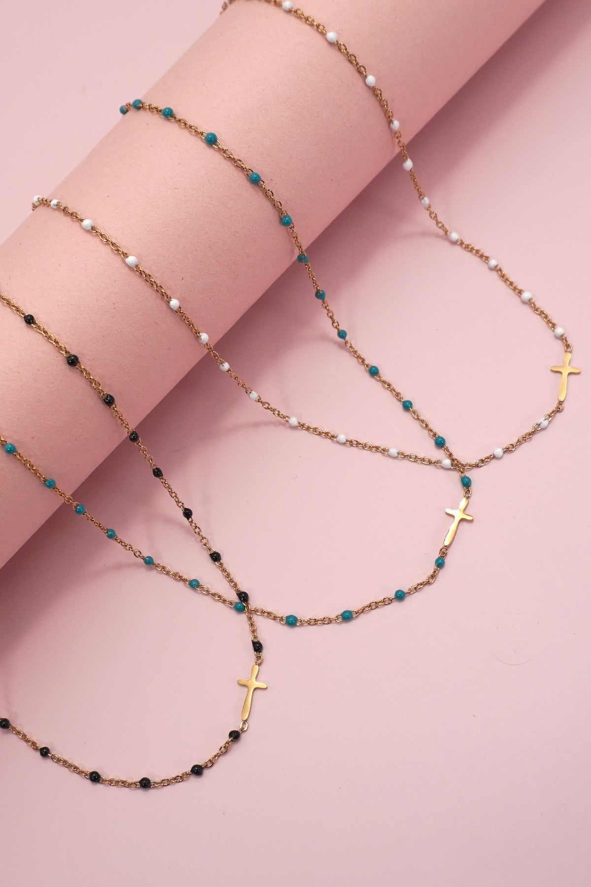 18k Stainless Steel Tarnish Free Cross Necklace-3 Colors!