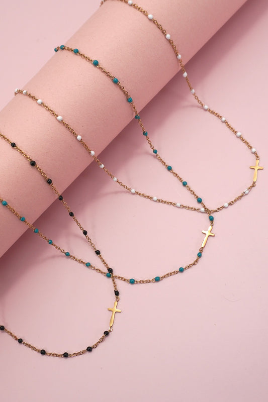 18k Stainless Steel Tarnish Free Cross Necklace-3 Colors!