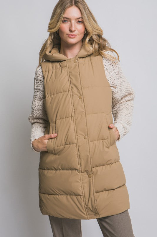 Hooded Long Puffer Vest- 3 Colors!