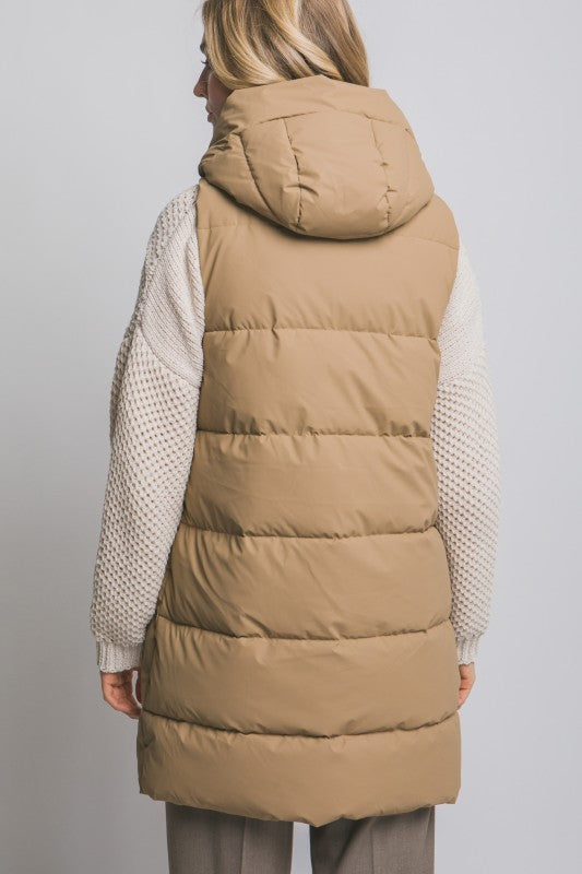 Hooded Long Puffer Vest- 3 Colors!