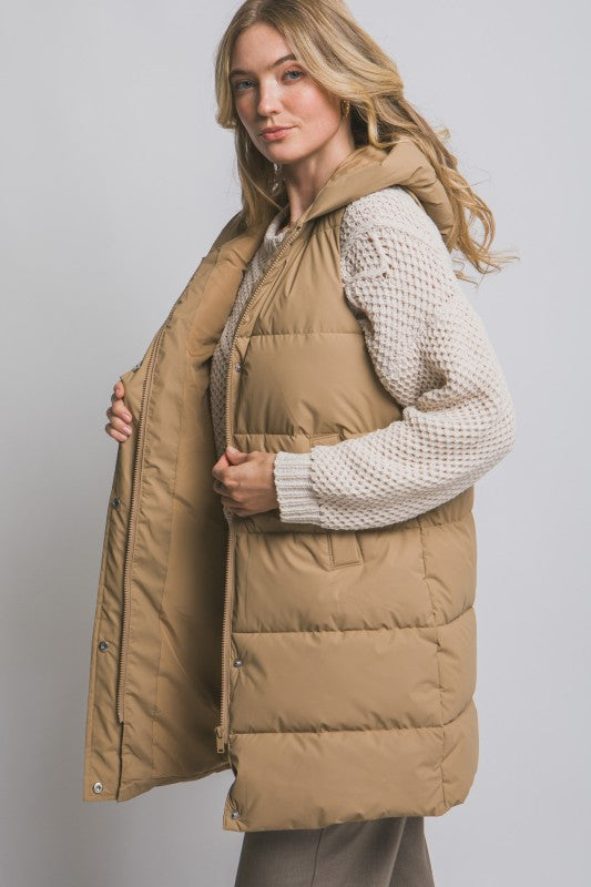 Hooded Long Puffer Vest- 3 Colors!