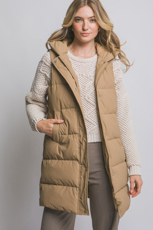 Hooded Long Puffer Vest- 3 Colors!