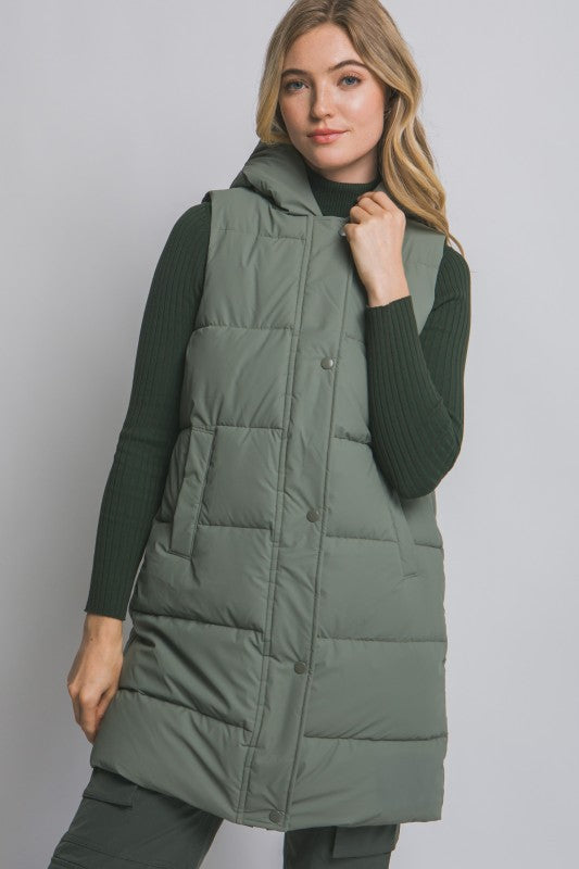 Dora Hooded Long Puffer Vest- 2 Colors!